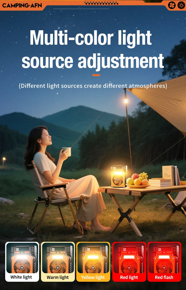 Outdoor camping fan portable USB tent lighting LED multifunctional Amazon camping solar electric fan WardBoyzPROShop