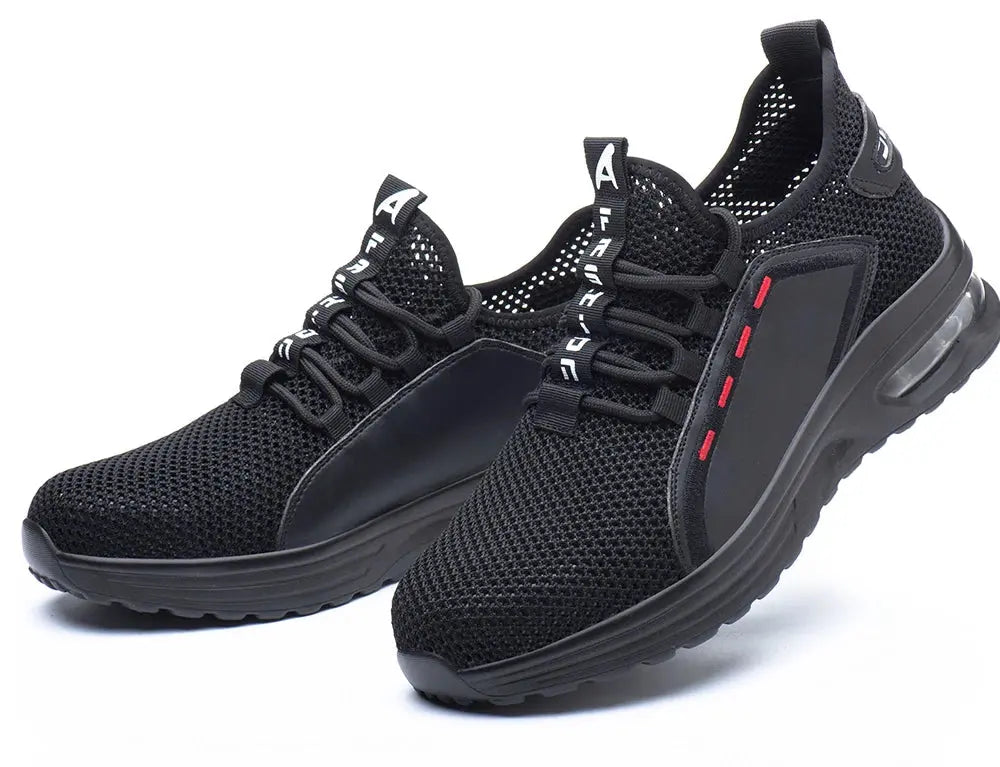 Men's Summer Mesh Safety Shoes Steel Toe Anti- Crush Breathable Lightweight Work Shoes Knitted Upper Kevlar Insertion Proof WardBoyzPROShop