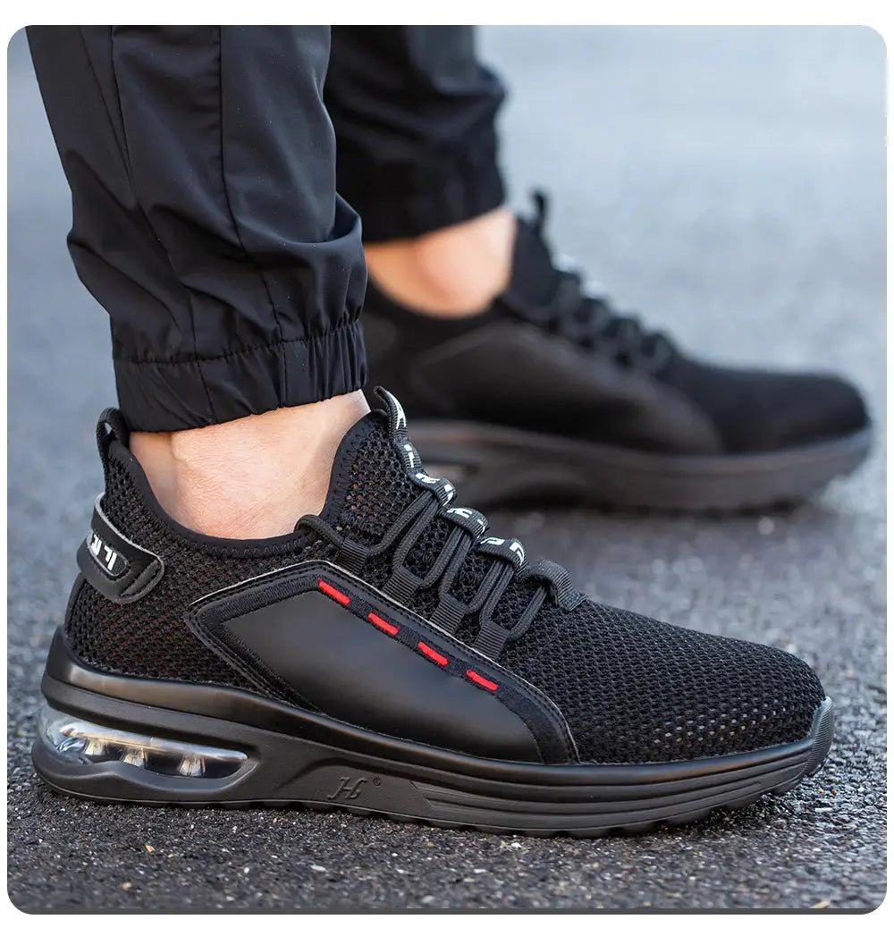 Men's Summer Mesh Safety Shoes Steel Toe Anti- Crush Breathable Lightweight Work Shoes Knitted Upper Kevlar Insertion Proof WardBoyzPROShop