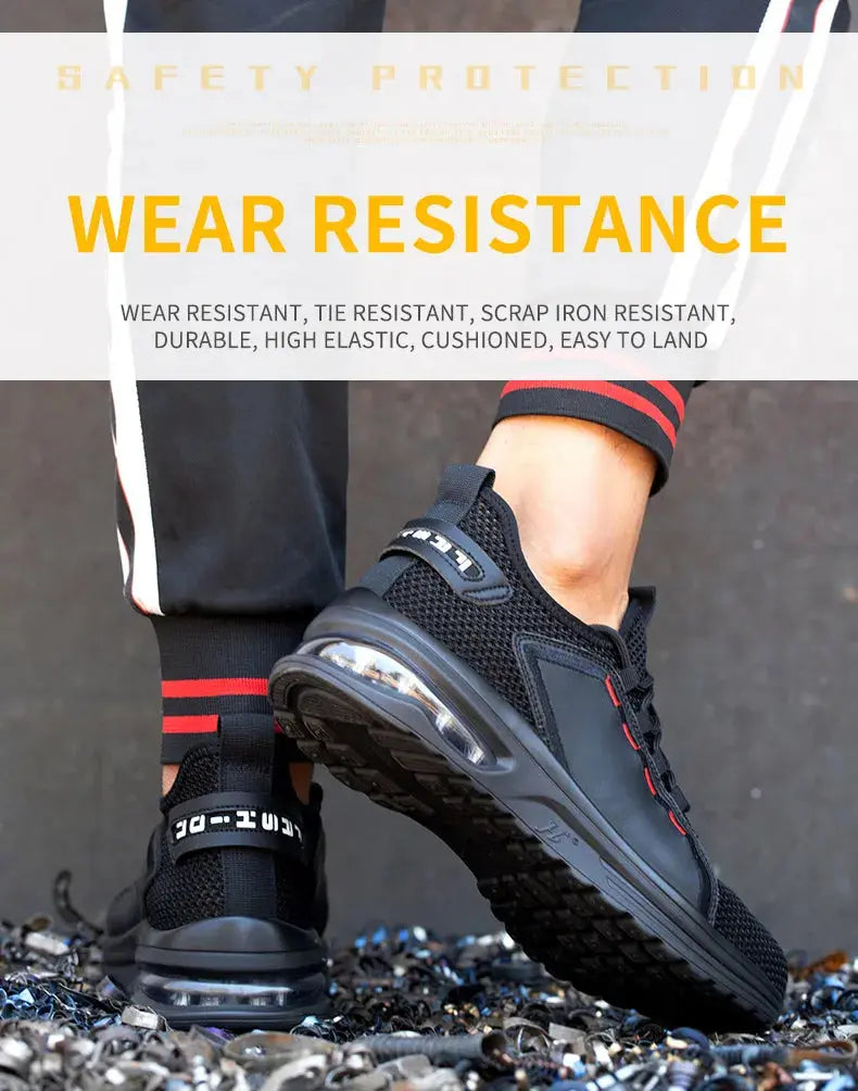 Lightweight Men's Safety Shoes Steel Toe Men's Work Shoes Slip Resistant Reinforced Shoes Man Fashion Breathable Sneaker WardBoyzPROShop