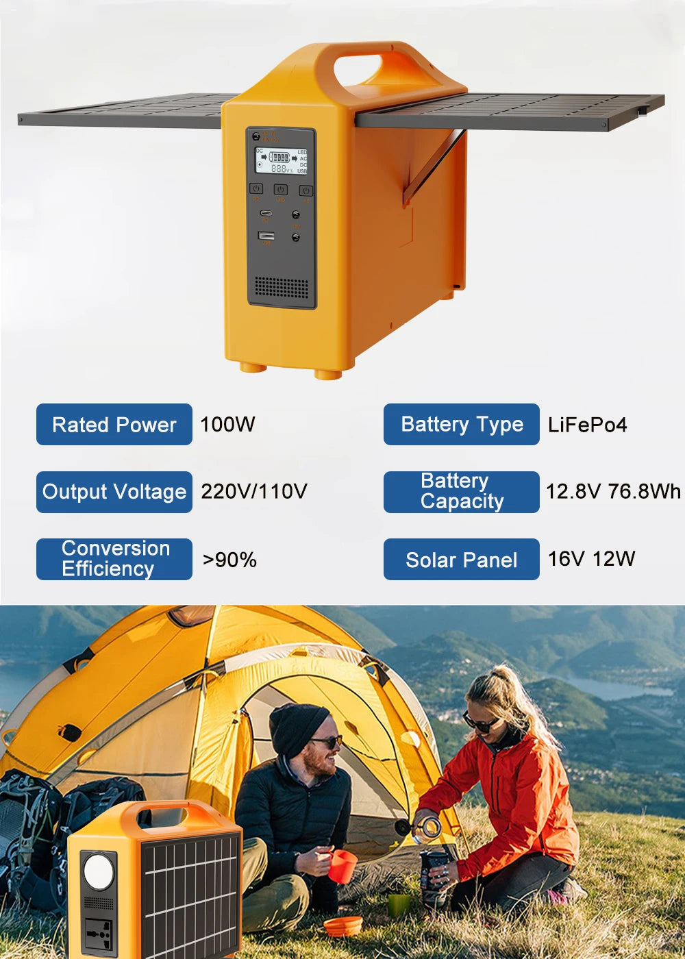 jsdsolar Portable Power Station 100W Solar Generator output AC 220V 110V LiFePO4 Power Bank UPS Power Plant For Outdoor Camping WardBoyzPROShop