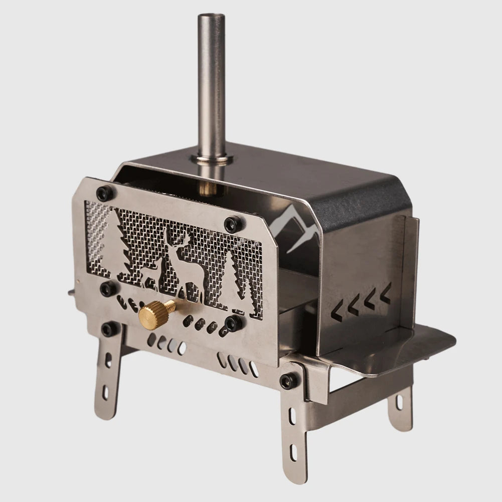 Portable Mini Folding Charcoal Stove Stainless Steel Outdoor Fire Pit Heater, Detachable Wood Burner for Camping
