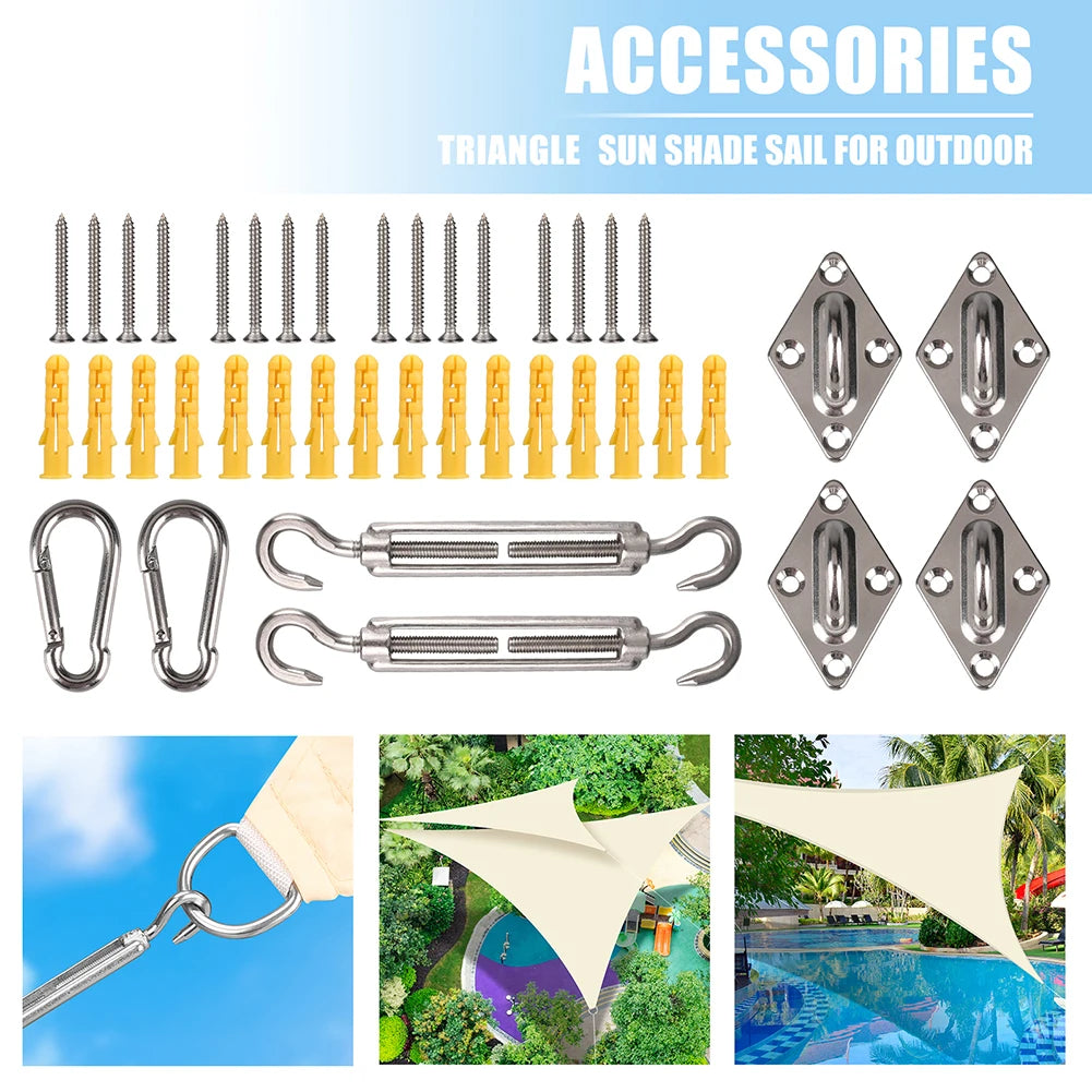 5/3.6/3/2M Triangle Shade Sail Waterproof Sunshade Sail Canopy 98%UV Block Awning with Free Rope for Garden Patio Pergola Gazebo WardBoyzPROShop