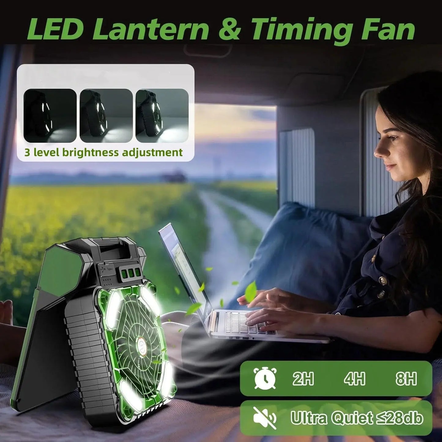 Portable Solar Fans 7800mAh LED Lantern Rechargeable Solar Powered Camping Fan 4 Speeds Powerful Wind 90° Folding Ventilador WardBoyzPROShop