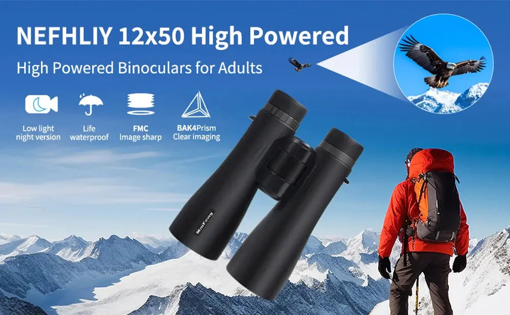 12x50 HD Binoculars for Adults High Powered Large View Binoculars with Clear Vision IPX7 Waterproof Telescope for Hunting Travel WardBoyzPROShop