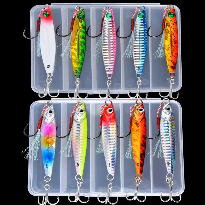 5pcs Metal Jig Fishing Lure Weights 10g-40g Trolling Hard Bait Bass Fishing Bait Tackle Trout Jigging Lure Jigs Saltwater Lures WardBoyzPROShop