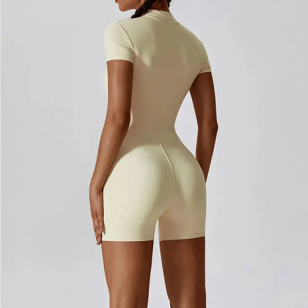 Summer Zipper Short Sleeve Yoga Bodysuit Women's Jumpsuits Yoga Set Gym Clothes Push-up Workout Tracksuit Dance Fitness Bodysuit WardBoyzPROShop