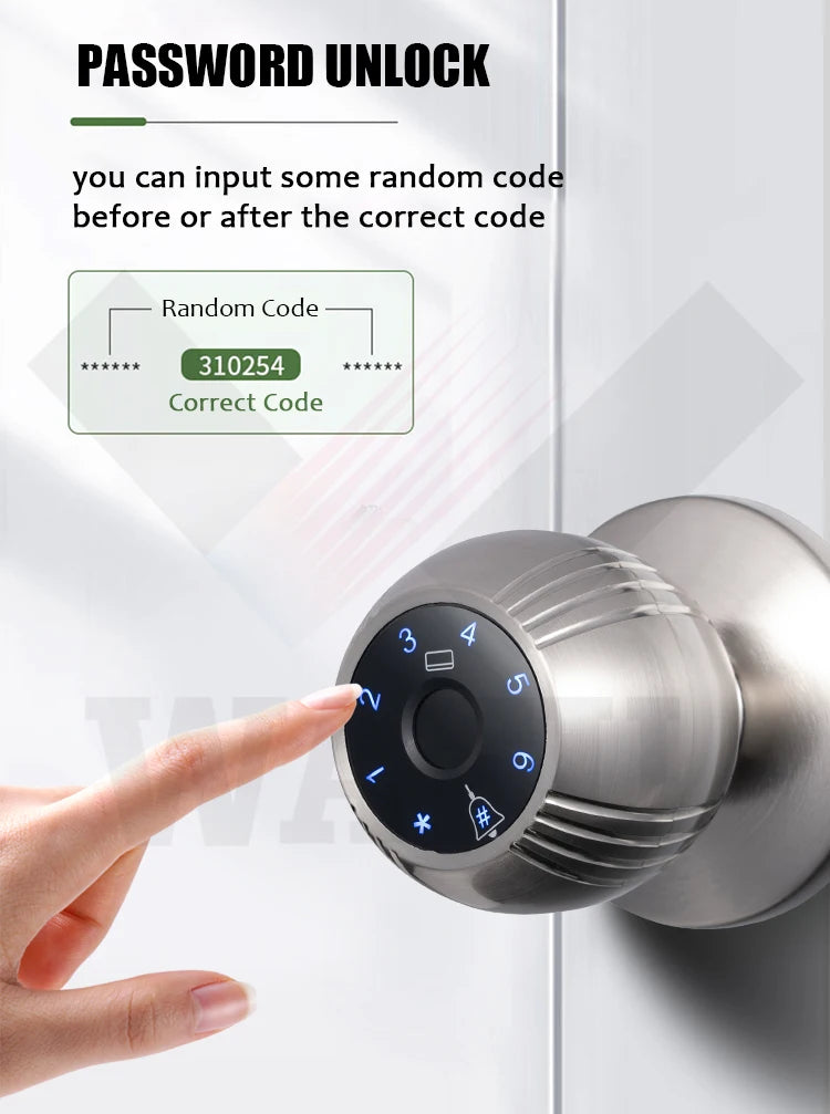 TUYA Smart Fingerprint WIFi Door knob Lock With multi Unlock by passowrd or IC card or Free TUYA APP Remotely