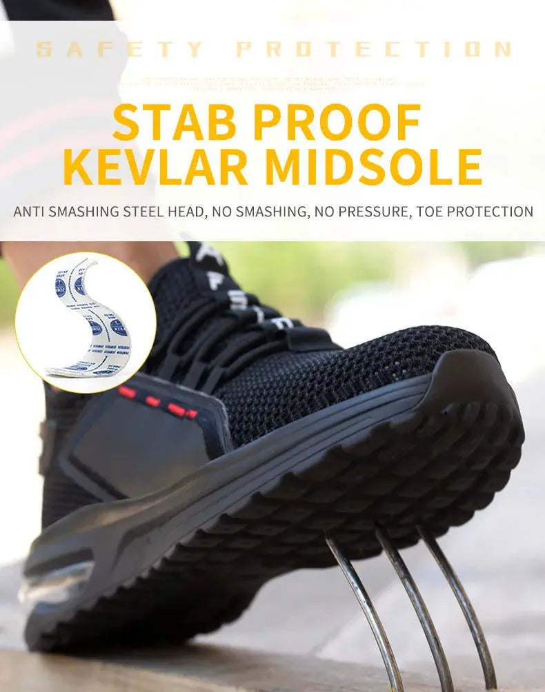 Lightweight Men's Safety Shoes Steel Toe Men's Work Shoes Slip Resistant Reinforced Shoes Man Fashion Breathable Sneaker WardBoyzPROShop