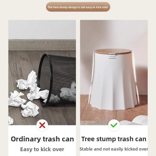 Stylish Minimalist Home Trash Can with Lid Top-Wide Bottom-Narrow Design Multi-Use Sit-On Wastebasket Garbage Bin