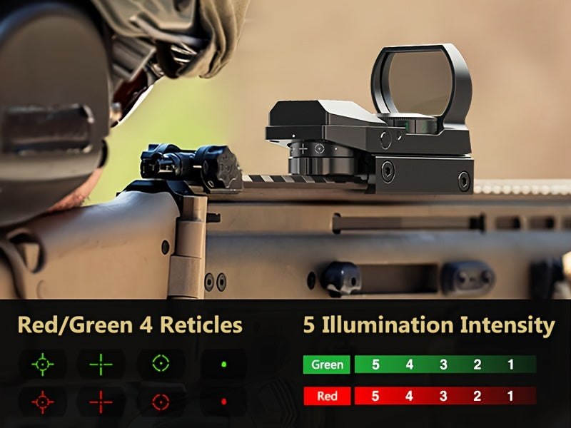 1X22X33 Red/Green Dot Gun Sight with 20mm Rail - Tactical Red Dot Sight, 4 Reticle Patterns, 5 Brightness Settings & Parallax Correction, Battery-Powered (Up to 36V), Compatible with Picatinny/Weaver Rails for Rifles, Pistols WardBoyzPROShop