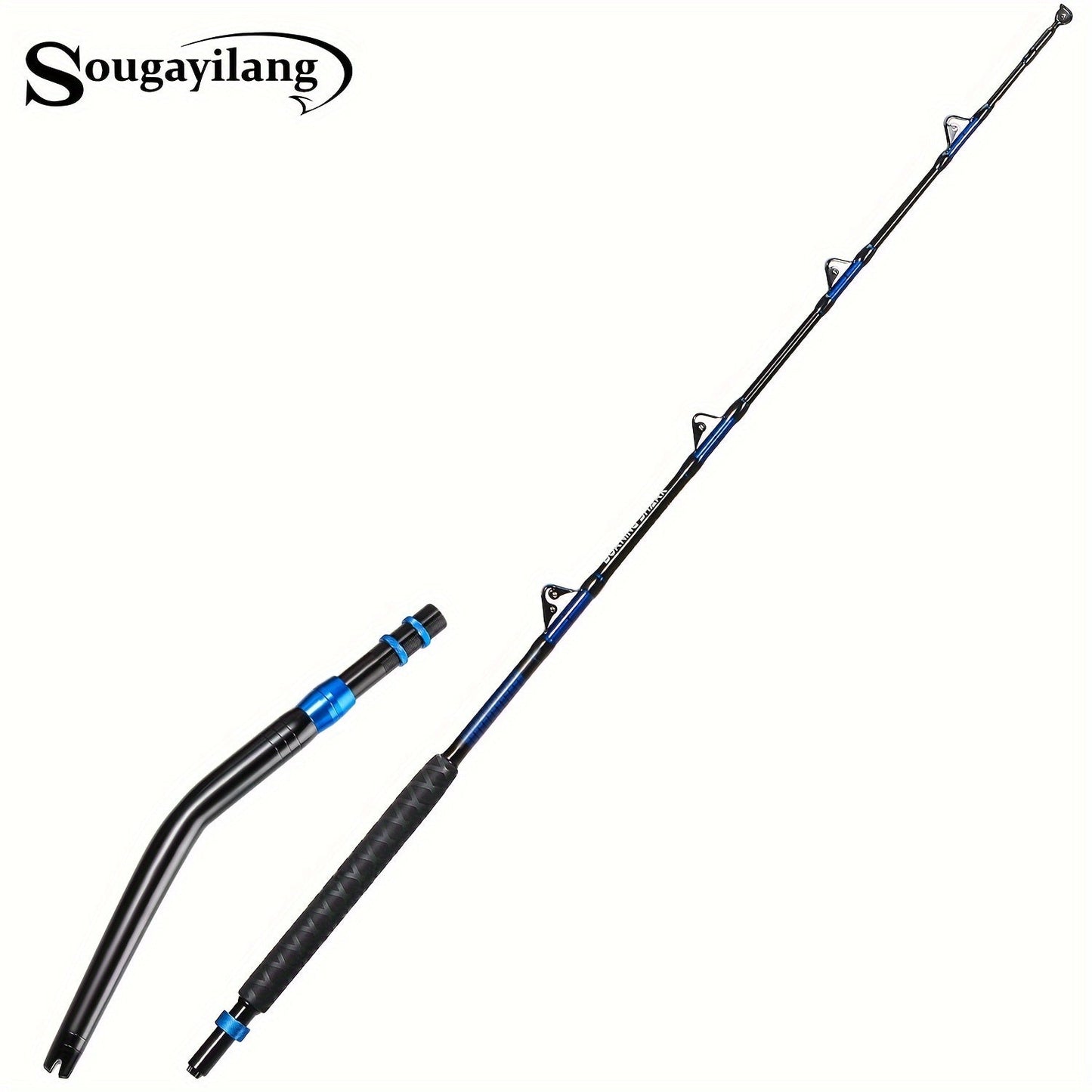 Sougayilang Heavy-Duty Carbon Fiber Boat Fishing Rod - Blue, Ambidextrous Grip for Deep Sea & Trolling WardBoyzPROShop