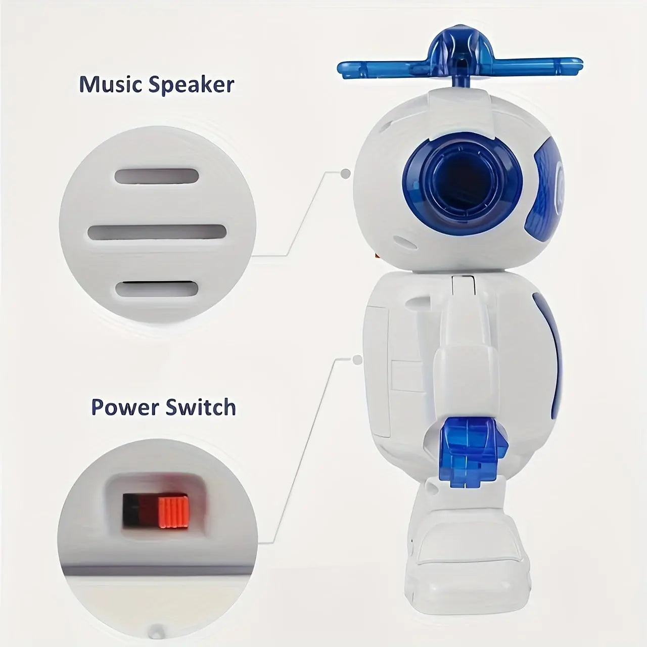 1pc Dancing Robot Toy for Kids with LED Lights and Music, 360-Degree Rotating Action, Ideal Gift for Boys and Girls, Durable Plastic Construction WardBoyzPROShop