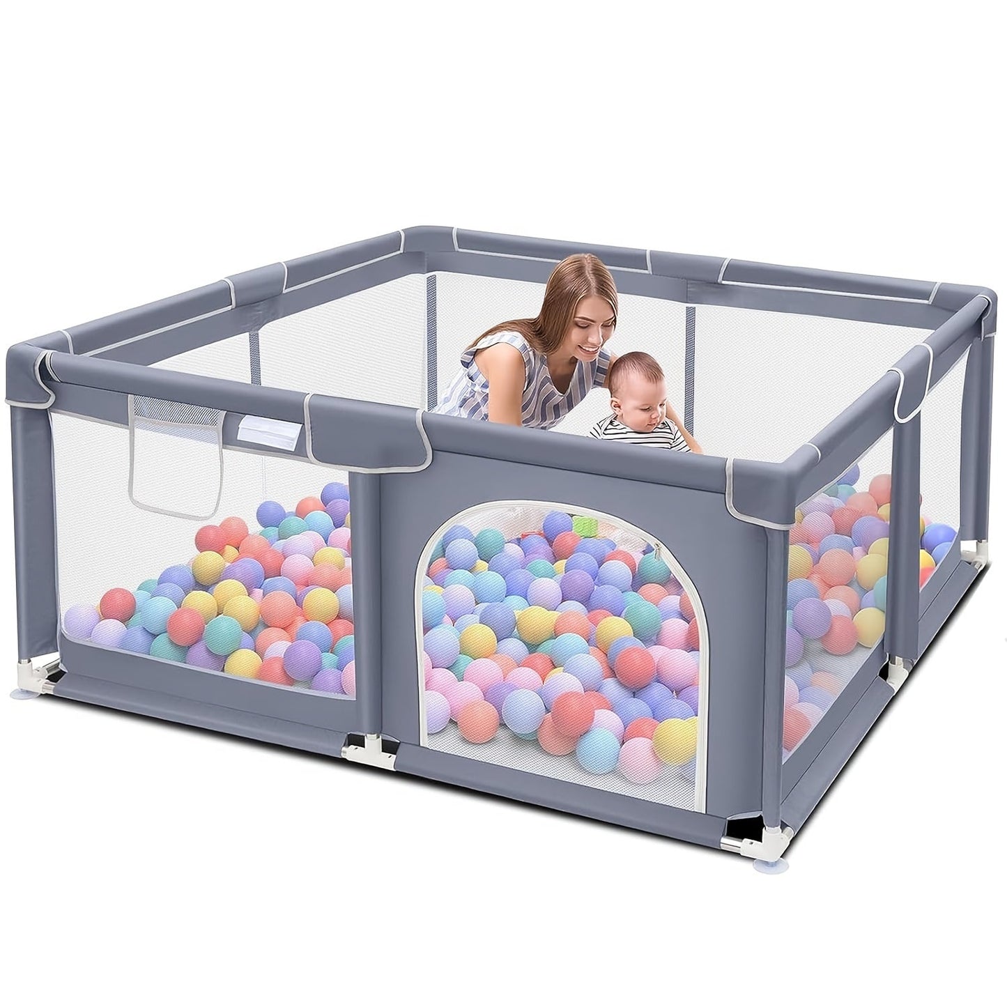 Secure Baby Gate Play Enclosure With Soft Breathable Mesh, Baby Activity/play Enclosure, Toddler Portable Baby Play Area, Indoor And Outdoor, Large Children's Activity Center WardBoyzPROShop