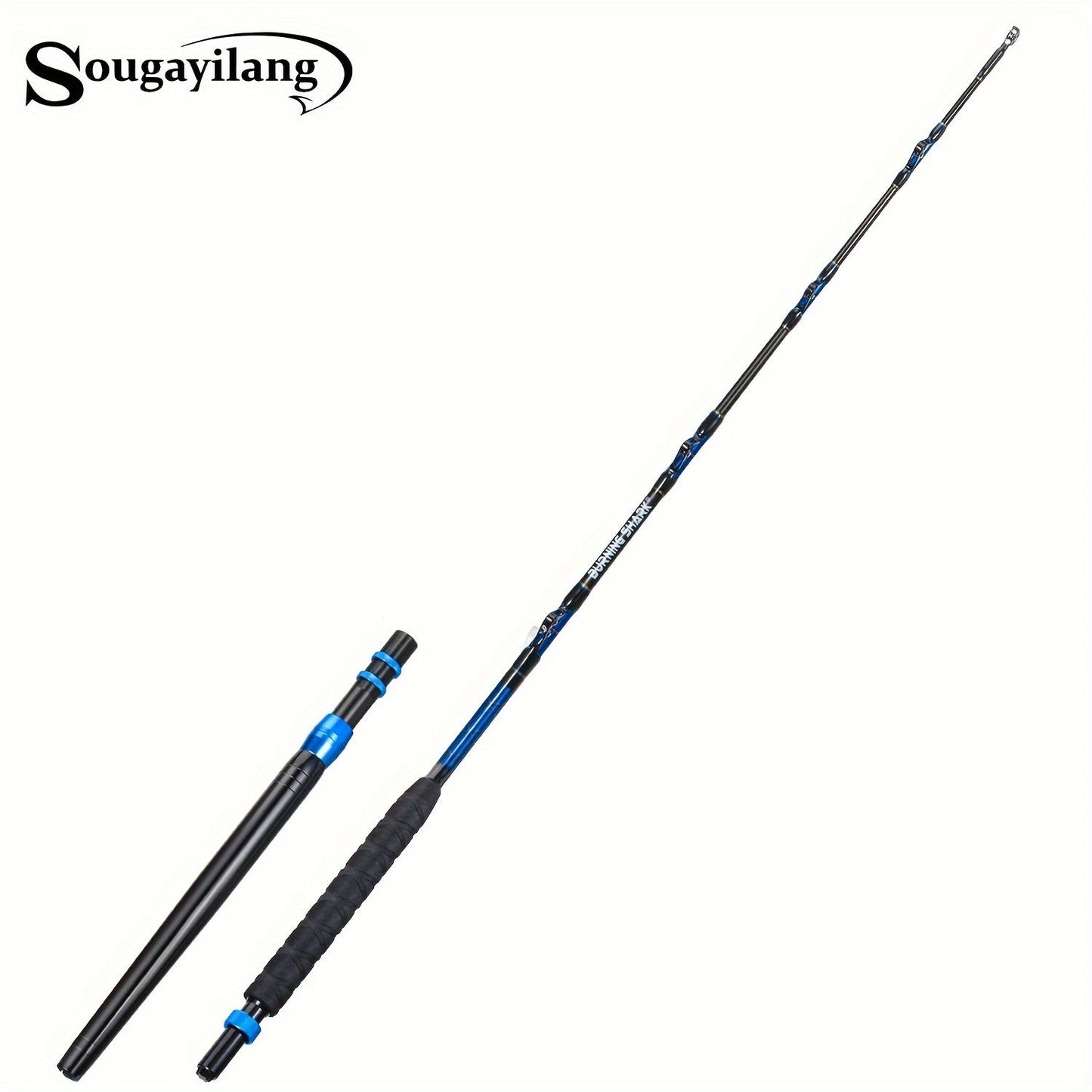 Sougayilang Heavy-Duty Carbon Fiber Boat Fishing Rod - Blue, Ambidextrous Grip for Deep Sea & Trolling WardBoyzPROShop