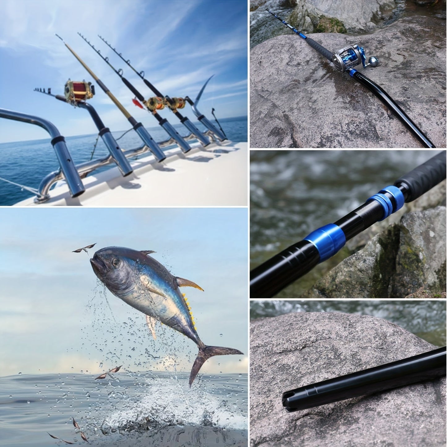 Sougayilang Heavy-Duty Carbon Fiber Boat Fishing Rod - Blue, Ambidextrous Grip for Deep Sea & Trolling WardBoyzPROShop