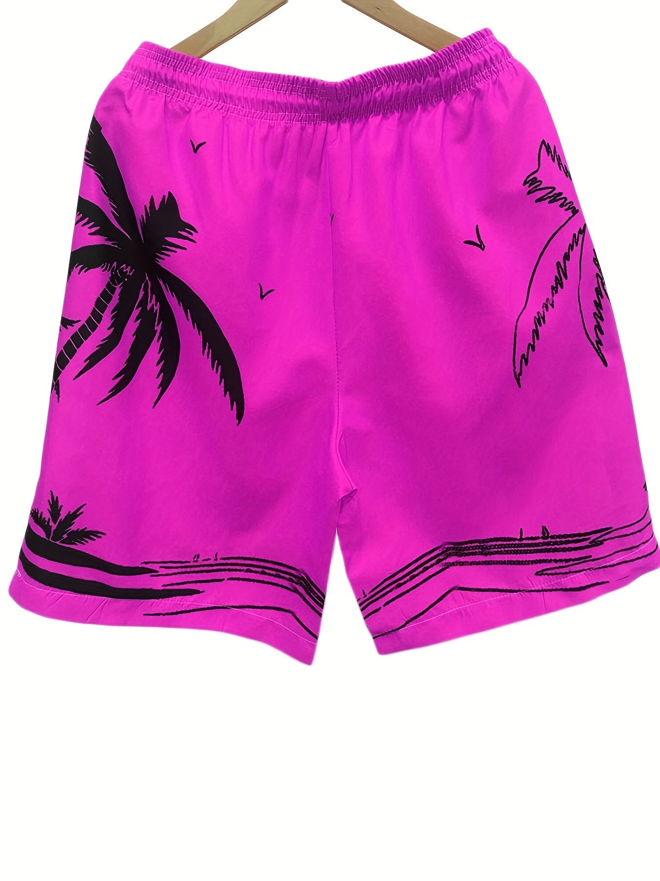 Quick Drying Mesh Lining Comfortable Breathable Palm Tree Pattern Drawstring Swim Trunks With 2 Pockets, Men's Pants Swimwear For Summer Vacation Resort Beach Pool WardBoyzPROShop
