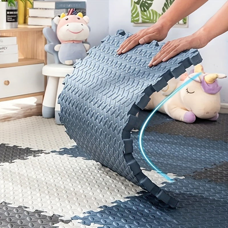 40 Piece Beige, Pink, Navy Blue, Gray Spliced Floor Mats - 30cm x 30cm x 1.0cm Thick Crawling Mat, Yoga Mat WardBoyzPROShop