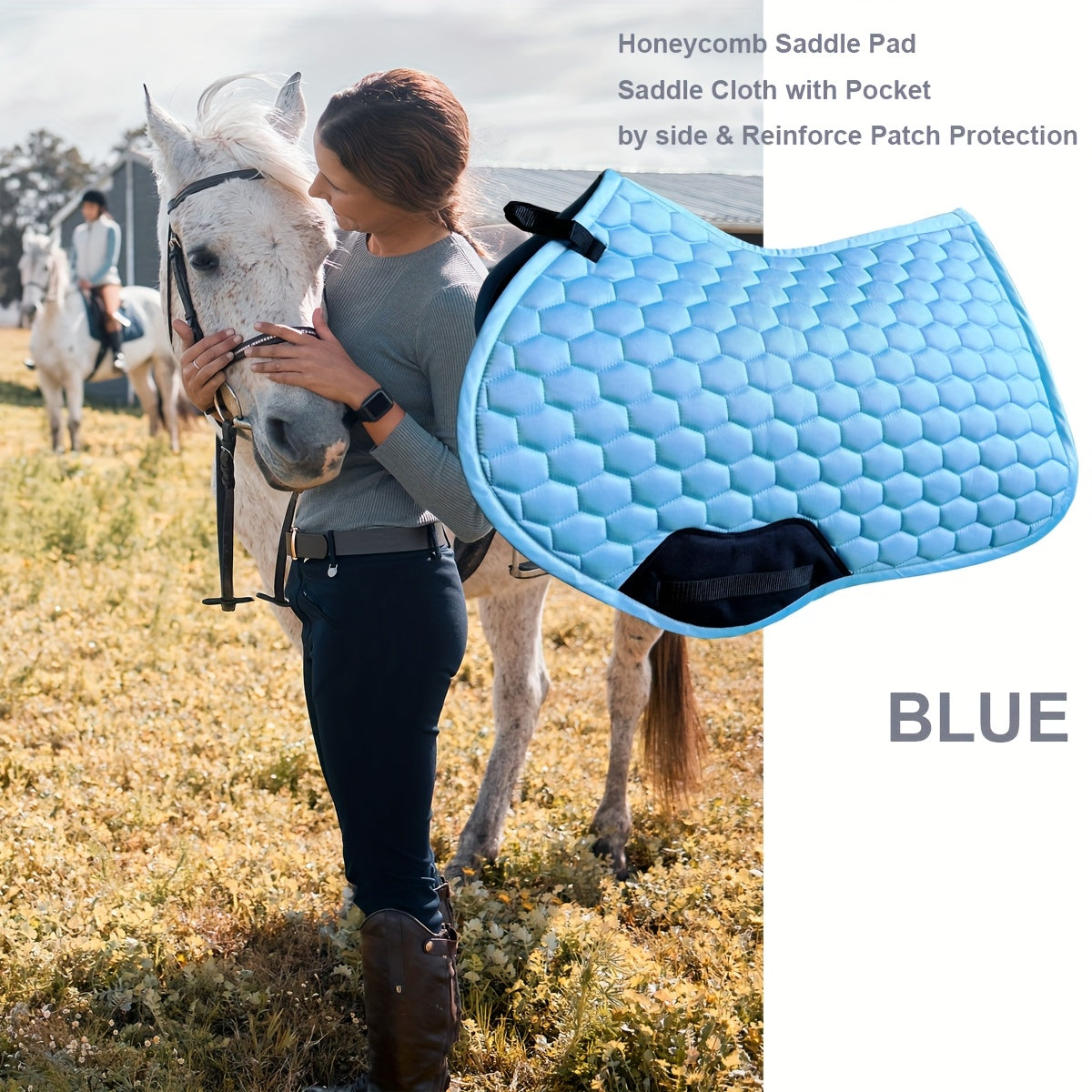 Premium Navy Blue Quilted Saddle Pad for Horses - Durable Polyester, Full & Jump Sizes with Reinforced Patch Protection, Ideal for Equestrian Activities, Horse Riding Gear|Naval Saddle Pad|Polyester Saddle Pad - WardBoyzPROShop