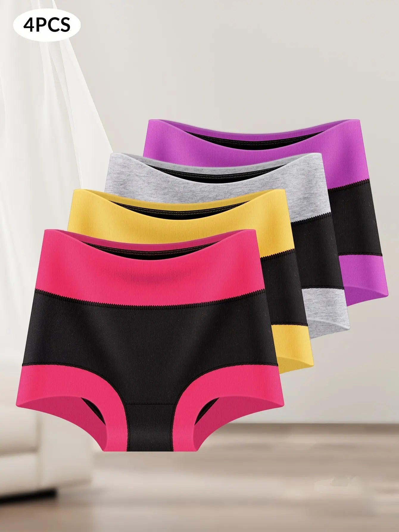 8pcs Women's Boyshorts High Waist Briefs, Boxer Briefs, Soft, Comfortable, Contrast Color, Light Tummy Control WardBoyzPROShop