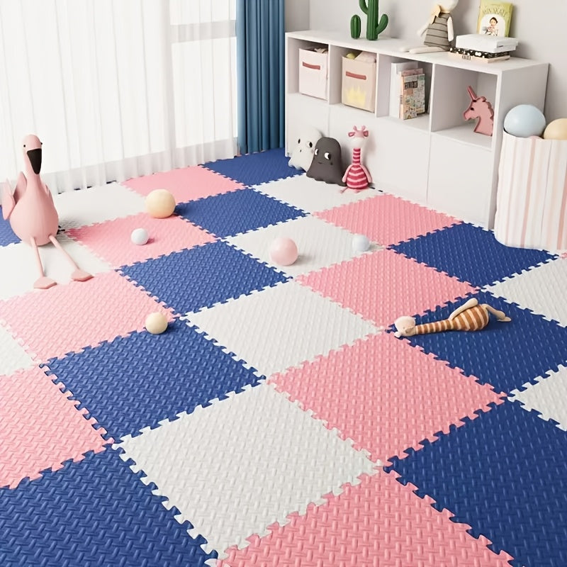 40 Piece Beige, Pink, Navy Blue, Gray Spliced Floor Mats - 30cm x 30cm x 1.0cm Thick Crawling Mat, Yoga Mat WardBoyzPROShop