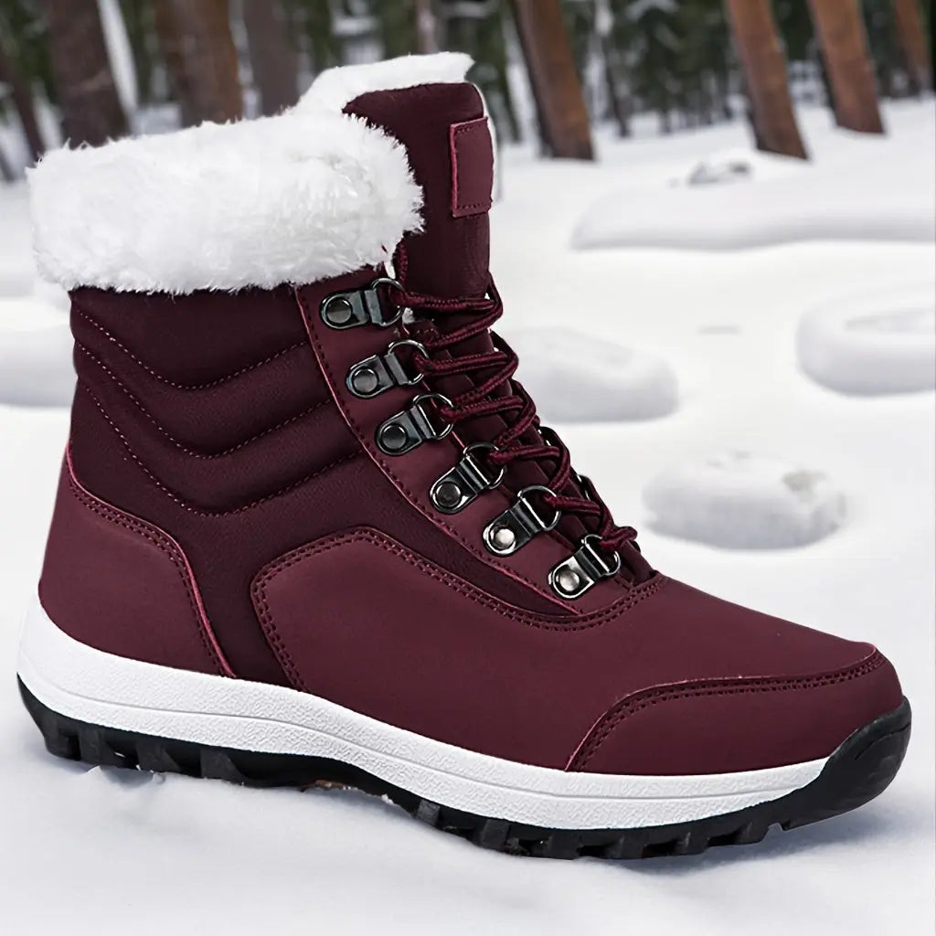 Womens Snow Boots Mid-Calf Winter Boots Fur Lined Non-Slip Warm Boots For Work Hiking Outdoor Waterproof Warm WardBoyzPROShop