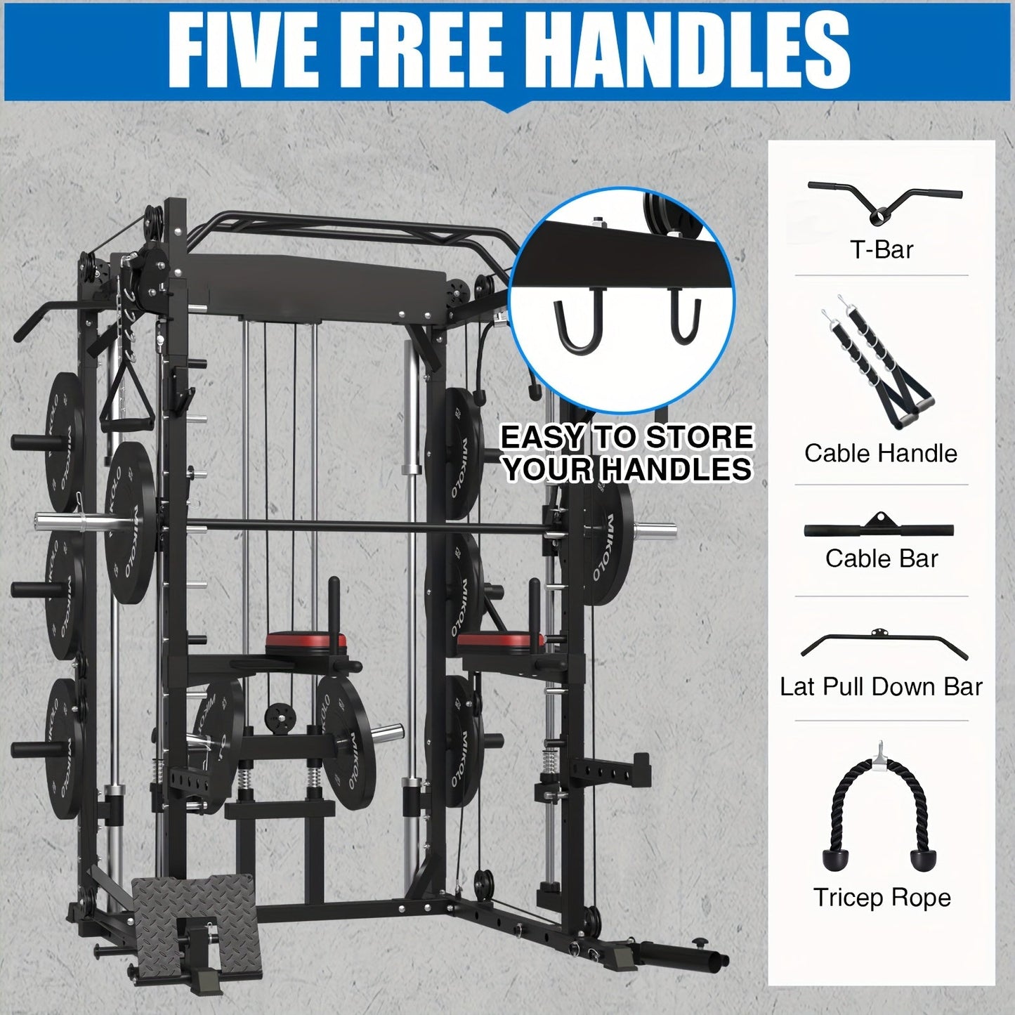 AII-IN-ONE Smith Machine With 2000 Pounds Capacity, Squat Rack With LAT-Pull Down System & Cable Crossover Machine, Multi-Function Power Cage With Cable Handle, T-bar And Other Attachments WardBoyzPROShop