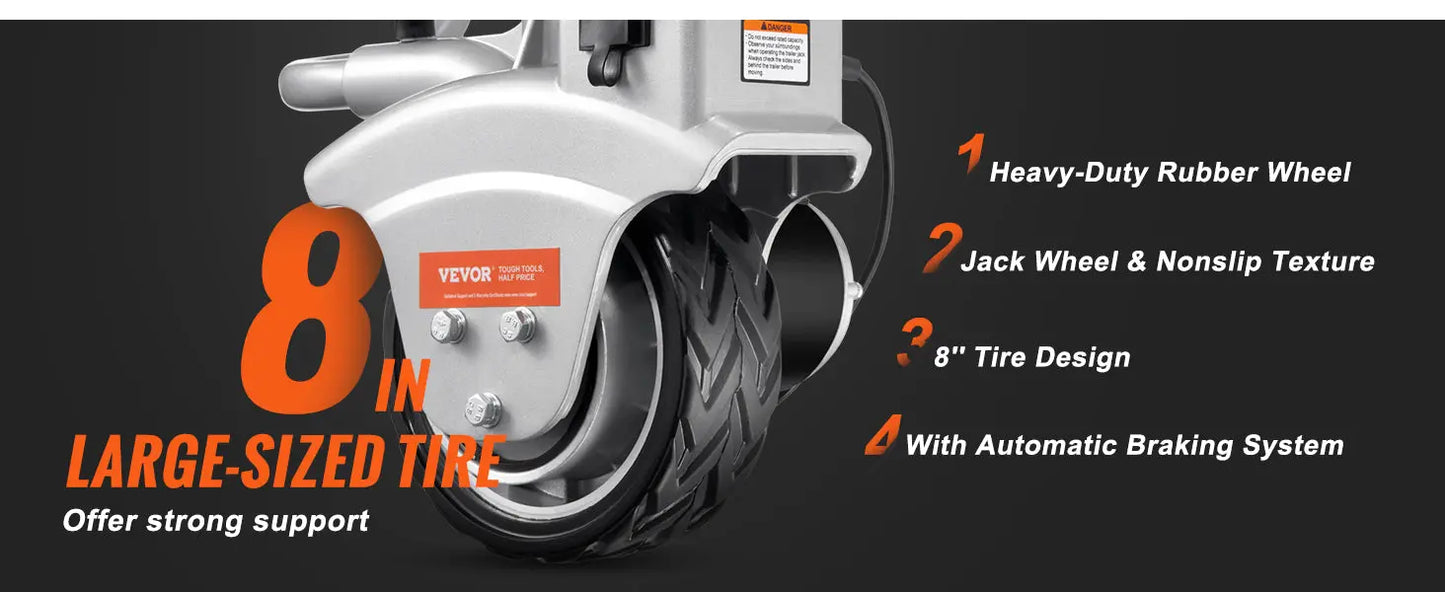 VEVOR 5000lbs Electric Trailer Dolly 12V Trailer Jockey Wheel with 22 ft/min Speed & Adjustable Height for Moving Caravan Boat WardBoyzPROShop