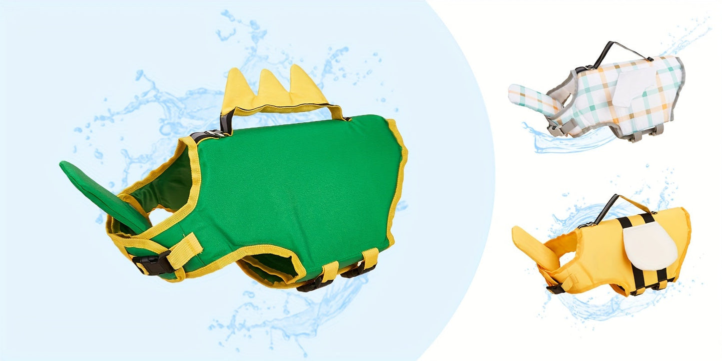 Adorable Bee-Themed Dog Life Jacket with Dinosaur Wings - Adjustable Safety Swim Vest for Small to Large Breeds, Hand-Wash Only, Dog Life Jacket for Swimming WardBoyzPROShop