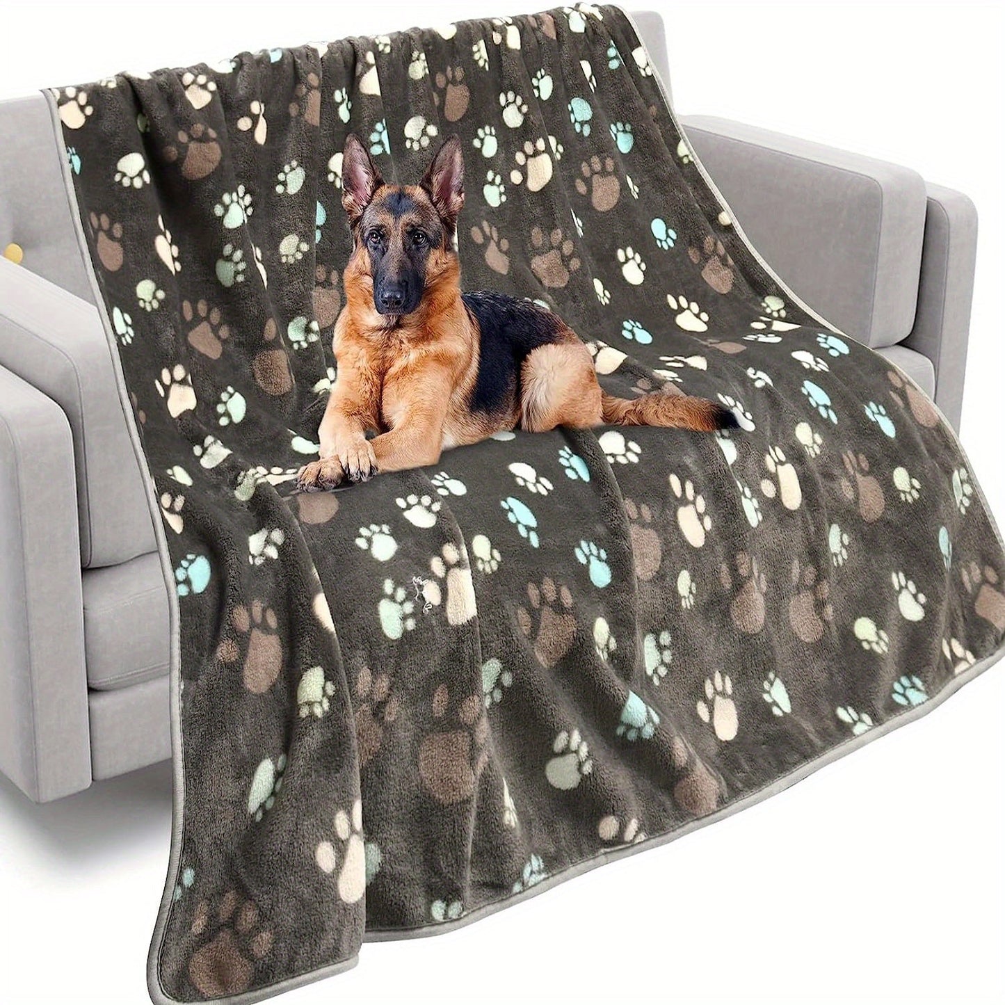 1pc Washable Flannel Paw Print Dog Blanket, Soft Pet Mat Cover for Dog Nest Cage Bed WardBoyzPROShop