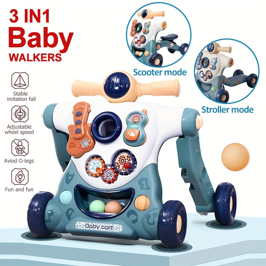 3-in-1 Sit-to-Stand Learning Walker Toy, Educational Walker Toy With Activity Center