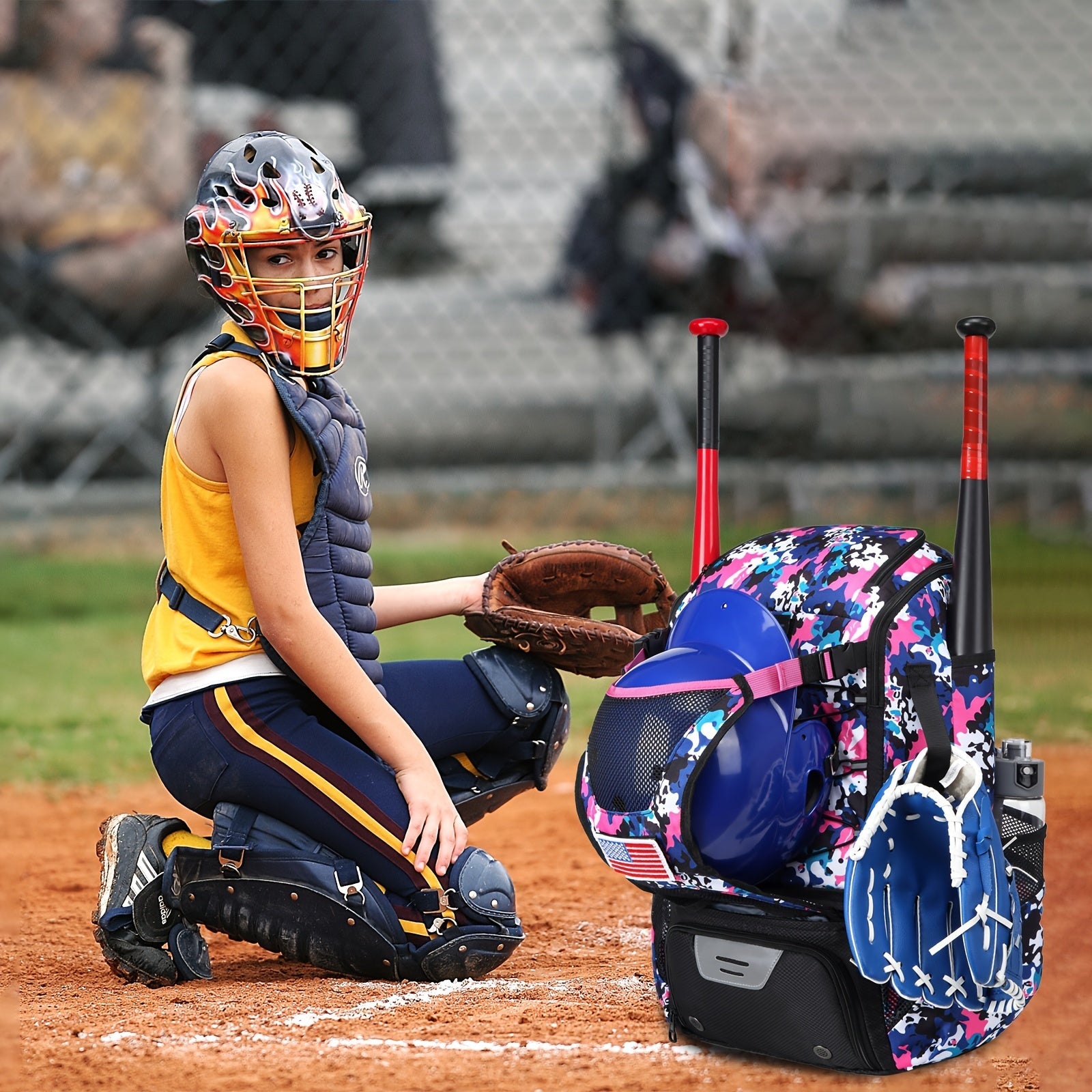 Large Capacity Baseball Backpack Softball Bag, External Helmet Holder And Fence Hook Baseball Backpack, With Shoes Compartment, - Holds Bats, Helmets, Gloves, Hats, Clothes, And Shoes For Baseball And Softball Players WardBoyzPROShop