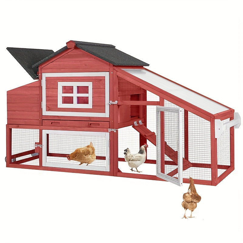 Aivituvin Chicken Coop Expandable Chicken House For Outdoor With Wheels Nesting Box, Leakproof Pull-on Tray And UV-Resistant Roof Panel WardBoyzPROShop