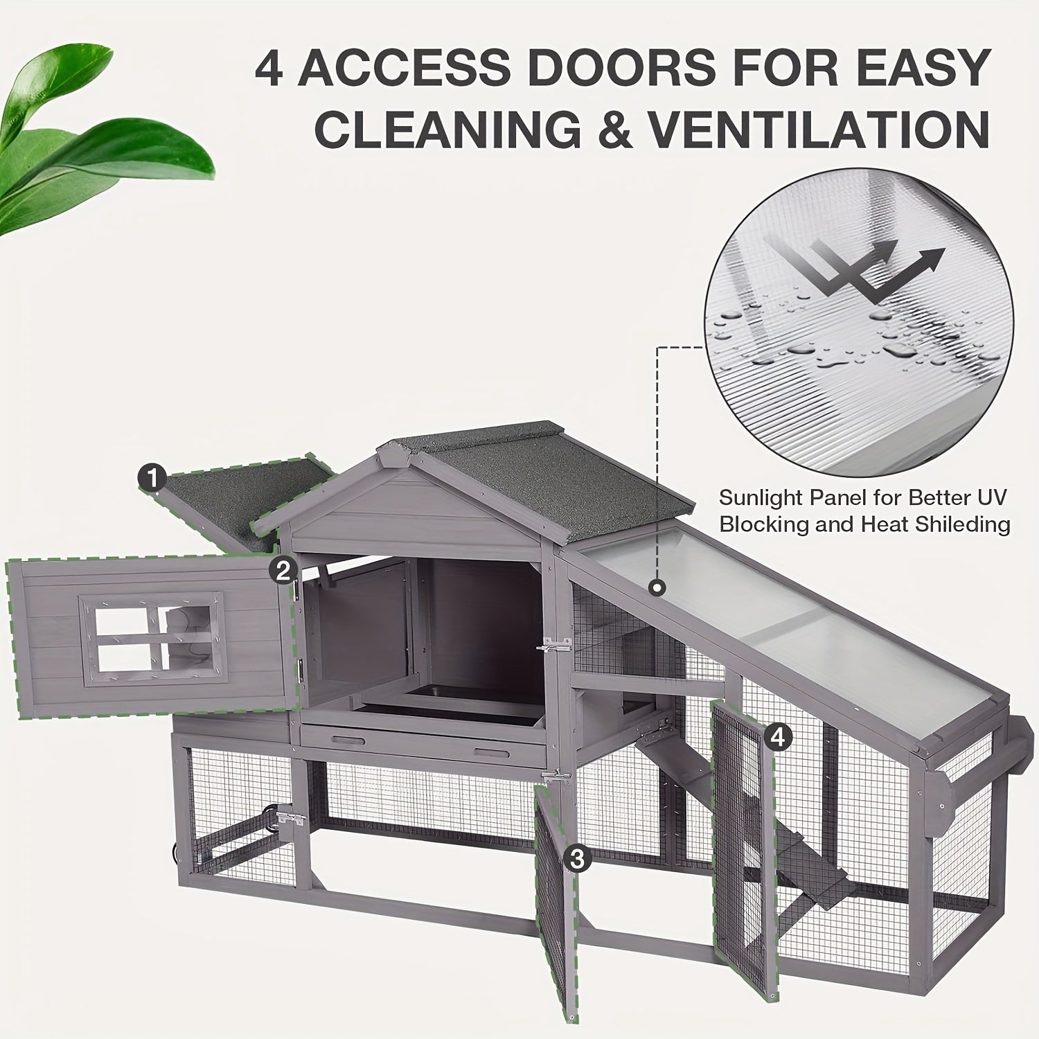 Aivituvin Chicken Coop Expandable Chicken House For Outdoor With Wheels Nesting Box, Leakproof Pull-on Tray And UV-Resistant Roof Panel WardBoyzPROShop