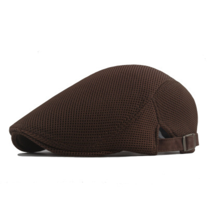 Summer Men News Breathable Cap Hat Mesh Cabbie Golf Driving Sun Flat Beret Black White Gray Beige Hats Caps Visors WardBoyzPROShop