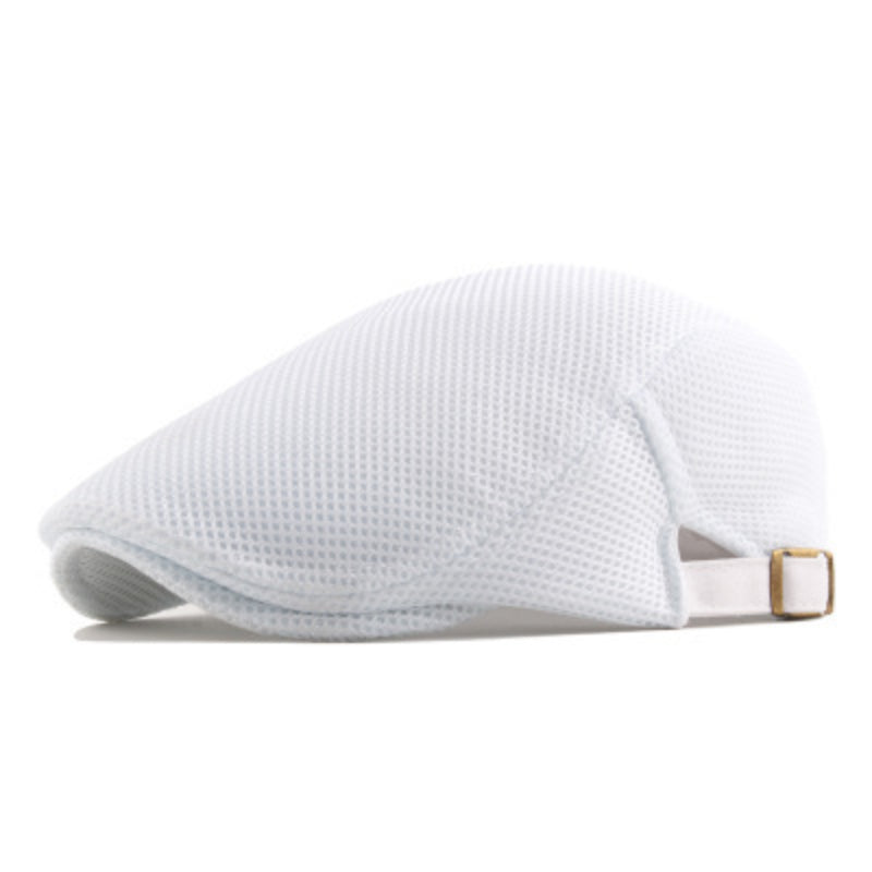 Summer Men News Breathable Cap Hat Mesh Cabbie Golf Driving Sun Flat Beret Black White Gray Beige Hats Caps Visors WardBoyzPROShop