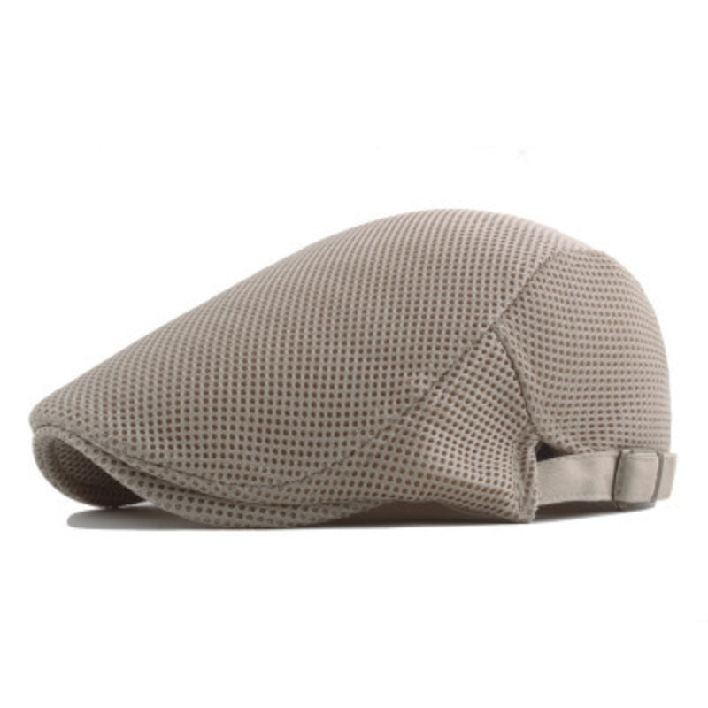 Summer Men News Breathable Cap Hat Mesh Cabbie Golf Driving Sun Flat Beret Black White Gray Beige Hats Caps Visors WardBoyzPROShop