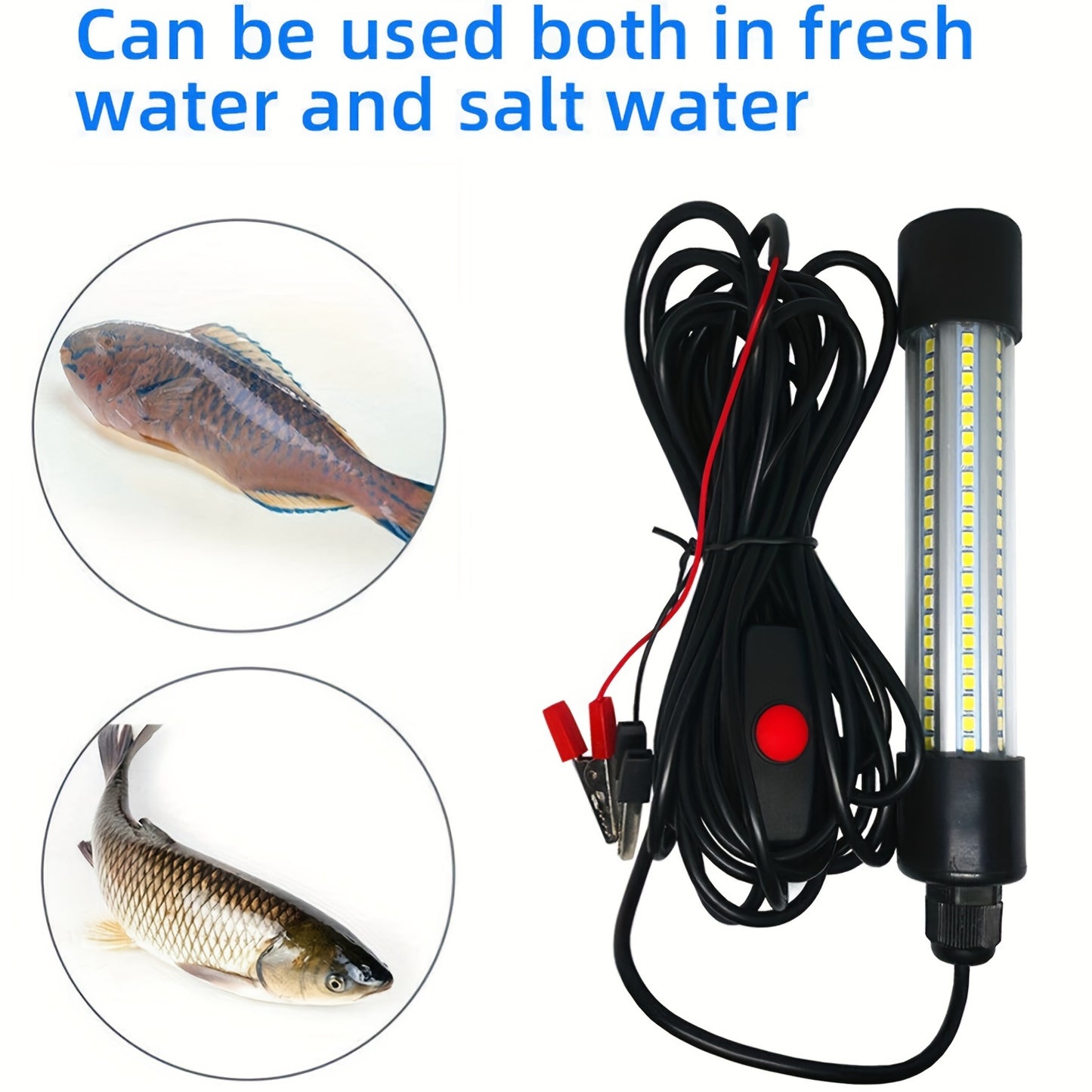 1200LM High-Powered LED Underwater Fishing Light Stick - Attracts Fish, Squid, and Prawns from 50-100m Distance - Battery Powered, Waterproof, and Durable PPS Material