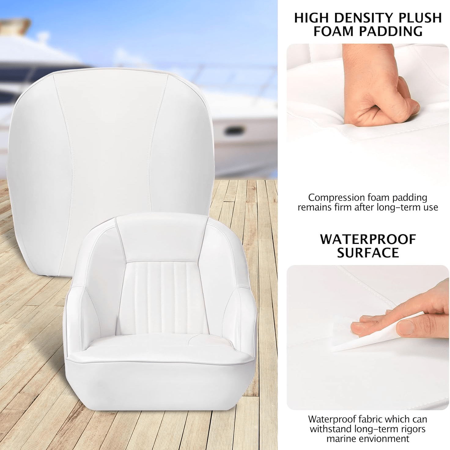 Pontoon Boat Seat, Captain Bucket Seat With Thickened Sponge Padding, Boat Captains Chairs, Fishing Boat Seats, Boat Bucket Seat for Fishing Boat, Sightseeing Boat, Speedboat, Canoe, 1-Piece WardBoyzPROShop