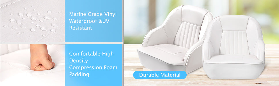 Pontoon Boat Seat, Captain Bucket Seat With Thickened Sponge Padding, Boat Captains Chairs, Fishing Boat Seats, Boat Bucket Seat for Fishing Boat, Sightseeing Boat, Speedboat, Canoe, 1-Piece WardBoyzPROShop