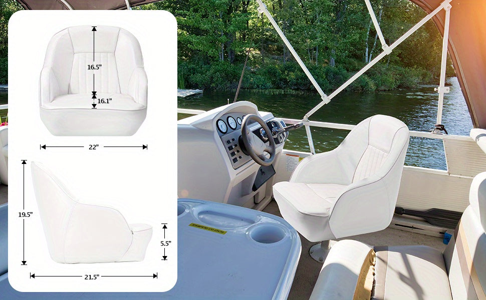 Pontoon Boat Seat, Captain Bucket Seat With Thickened Sponge Padding, Boat Captains Chairs, Fishing Boat Seats, Boat Bucket Seat for Fishing Boat, Sightseeing Boat, Speedboat, Canoe, 1-Piece WardBoyzPROShop