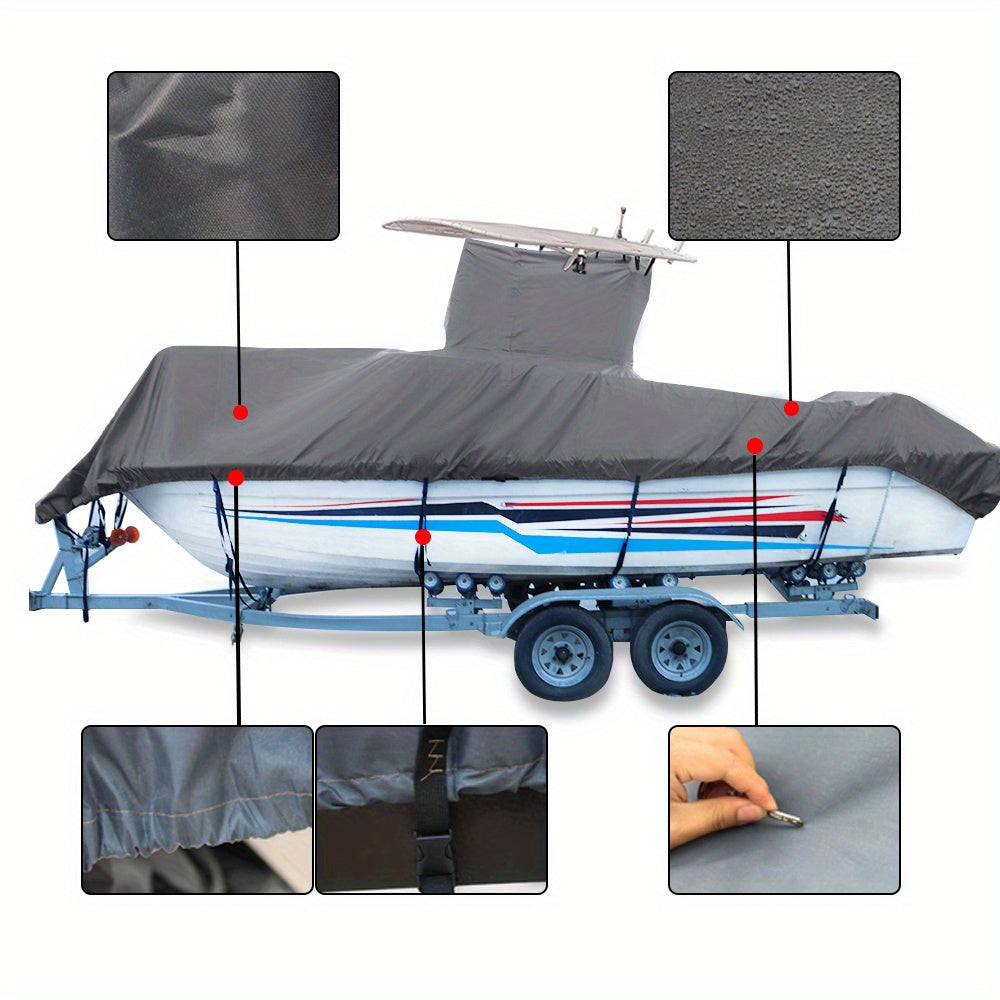 Labwork Boat Cover For Center Console With T-Top Roofs Heavy-Duty 20-24ft Grey WardBoyzPROShop