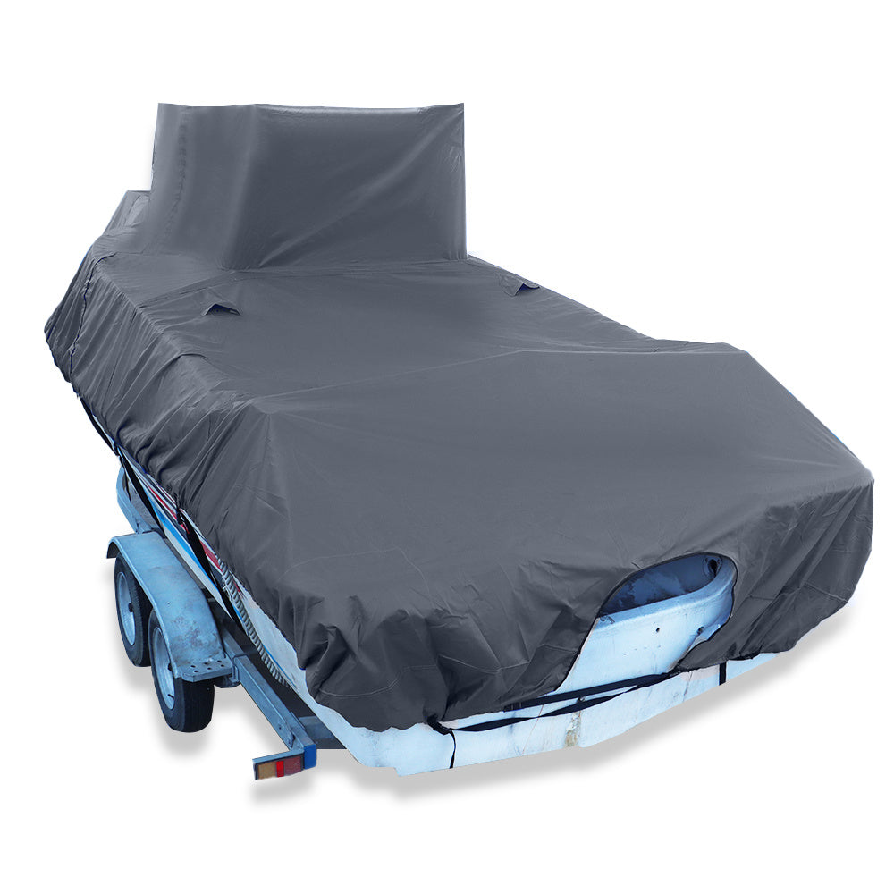 Labwork Boat Cover For Center Console With T-Top Roofs Heavy-Duty 20-24ft Grey WardBoyzPROShop