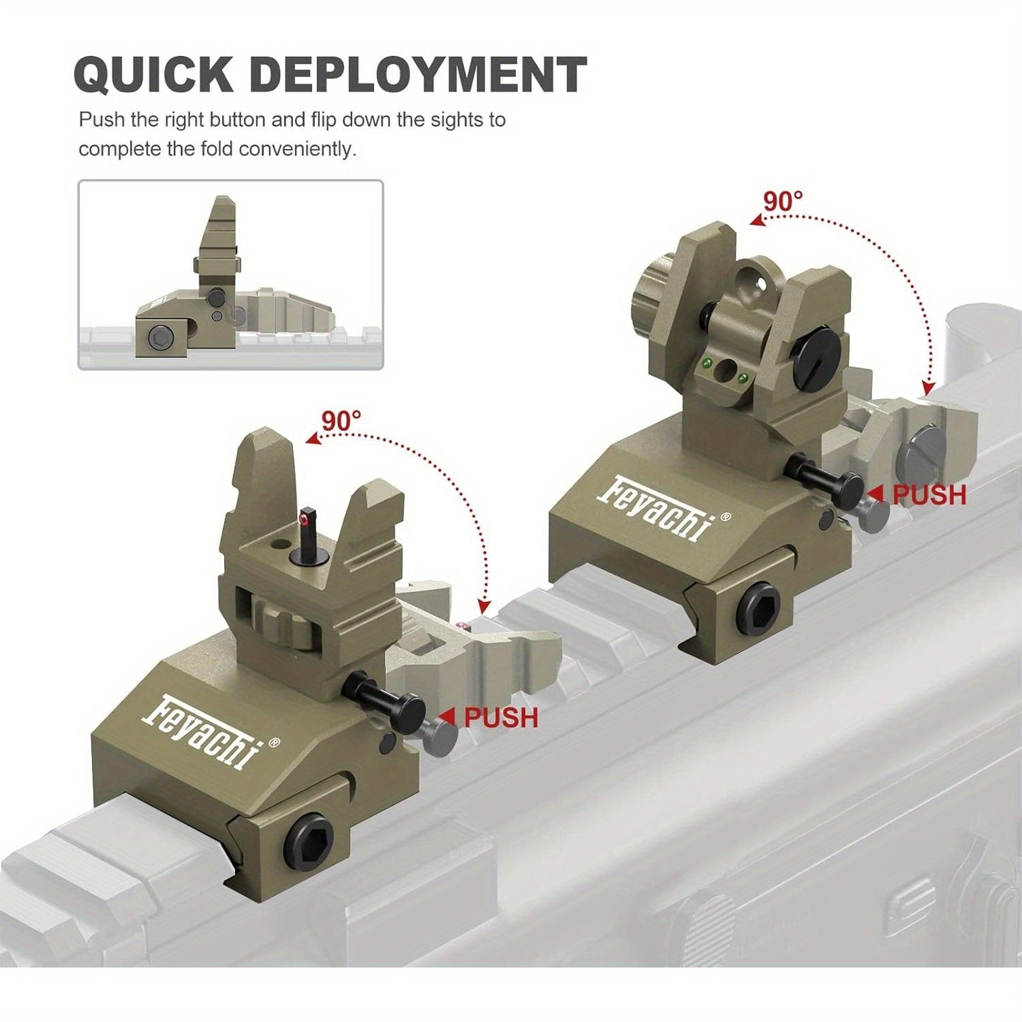 Feyachi S37 Fiber Optic Iron Sights - Red Green Dots Fiber Flip Up Sights, Rail Mount Flip Up Sights, Tool-Free Adjustment Front and Rear Backup Iron Sight - For Rifles - Suitable for Hunting, Shooting & Tactical Use - Great WardBoyzPROShop