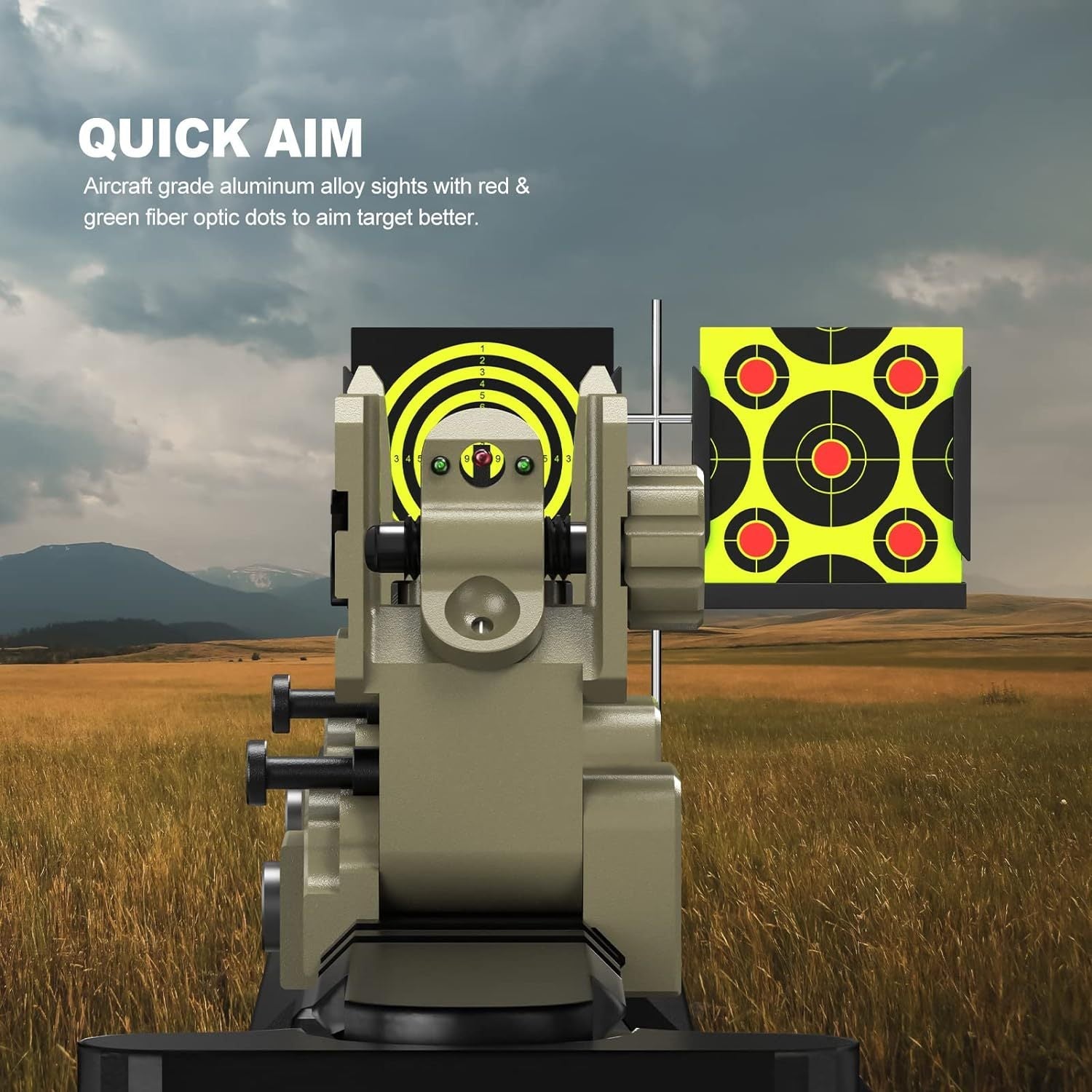 Feyachi S37 Fiber Optic Iron Sights - Red Green Dots Fiber Flip Up Sights, Rail Mount Flip Up Sights, Tool-Free Adjustment Front and Rear Backup Iron Sight - For Rifles - Suitable for Hunting, Shooting & Tactical Use - Great WardBoyzPROShop
