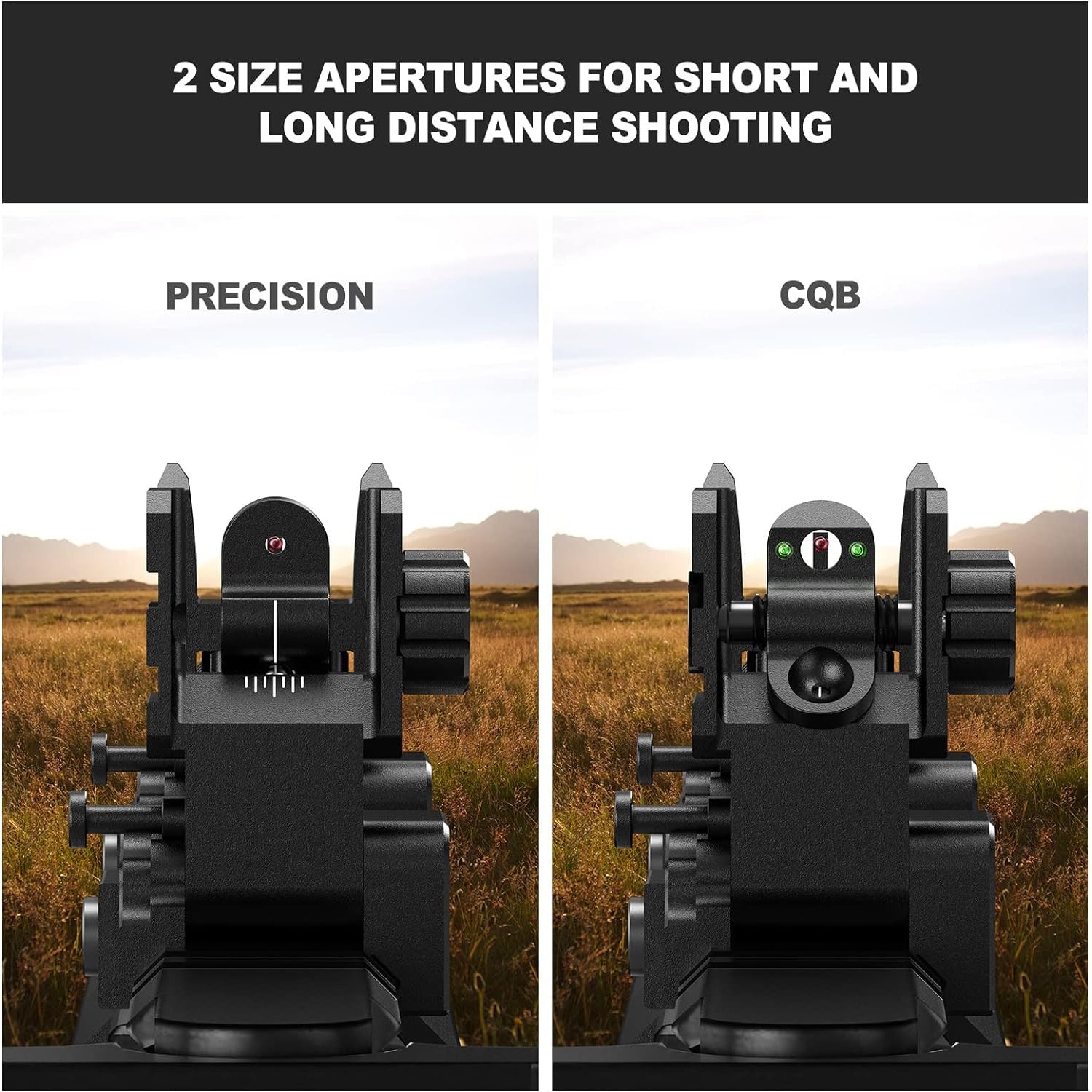 Feyachi S37 Fiber Optic Iron Sights - Red Green Dots Fiber Flip Up Sights, Rail Mount Flip Up Sights, Tool-Free Adjustment Front and Rear Backup Iron Sight - For Rifles - Suitable for Hunting, Shooting & Tactical Use - Great WardBoyzPROShop