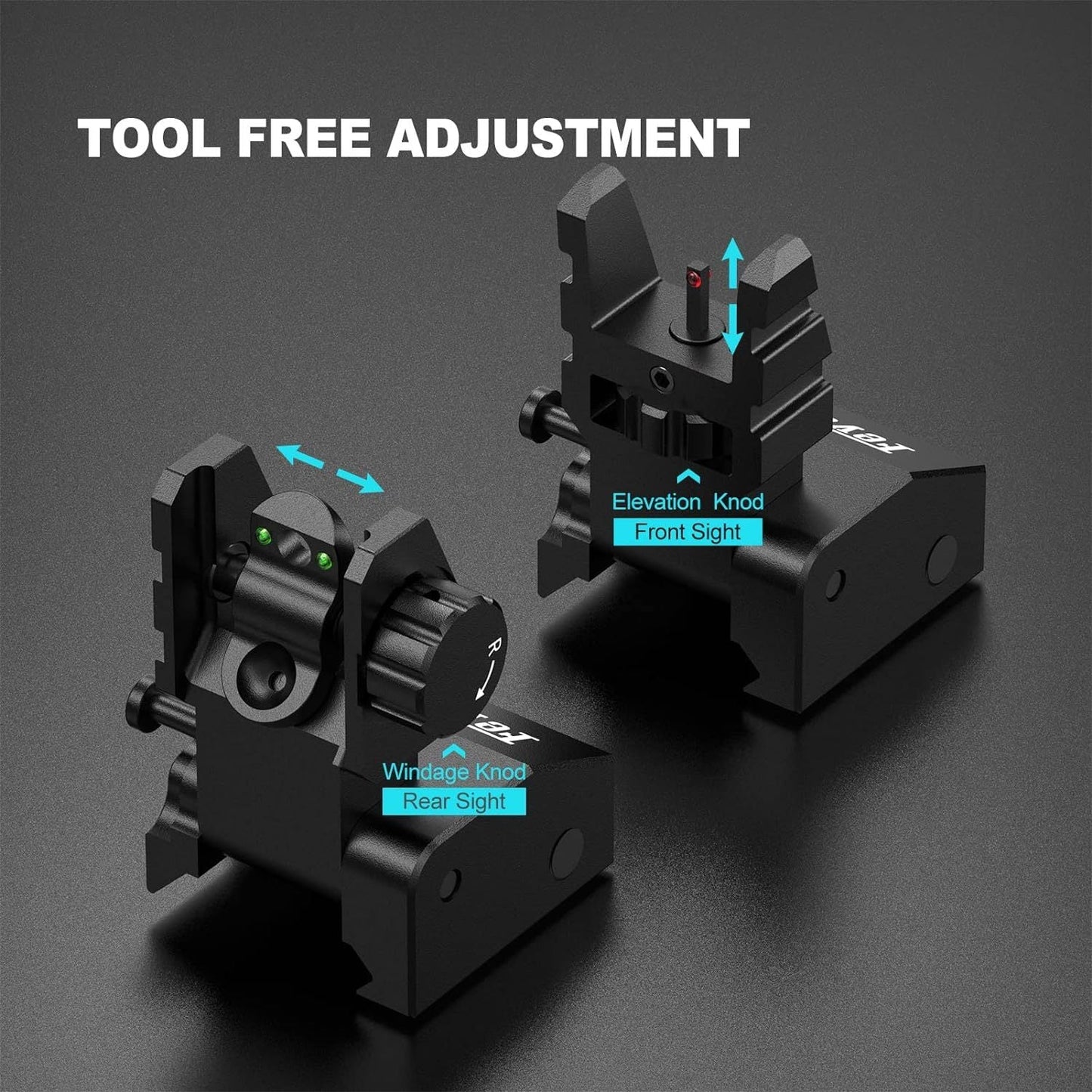 Feyachi S37 Fiber Optic Iron Sights - Red Green Dots Fiber Flip Up Sights, Rail Mount Flip Up Sights, Tool-Free Adjustment Front and Rear Backup Iron Sight - For Rifles - Suitable for Hunting, Shooting & Tactical Use - Great WardBoyzPROShop