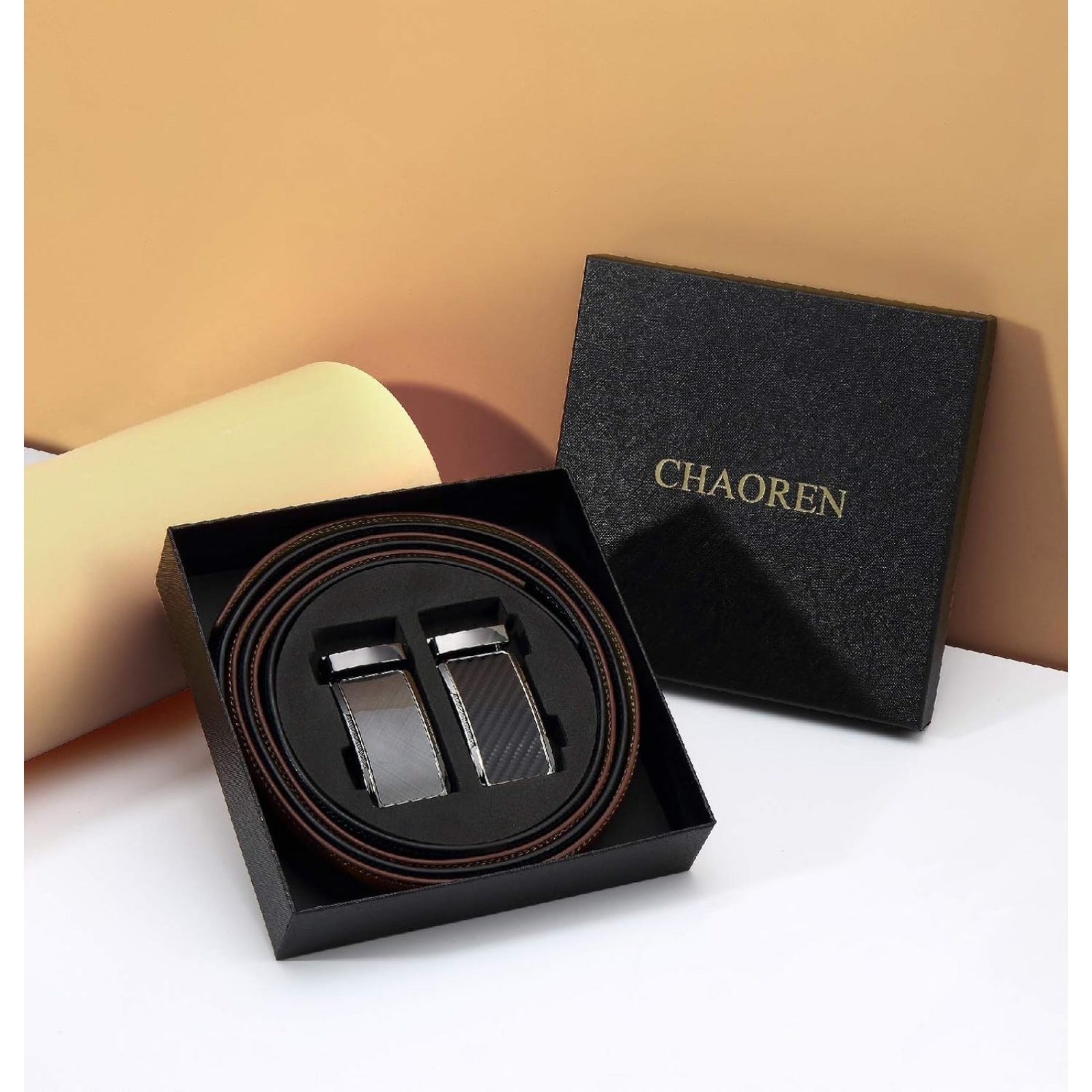 [2 Pack Leather Ratchet Belt] CHAOREN Mens Belts Leather Ratchet 2 Pack - Mens Dress Belt for Dress Pants (32mm) WardBoyzPROShop