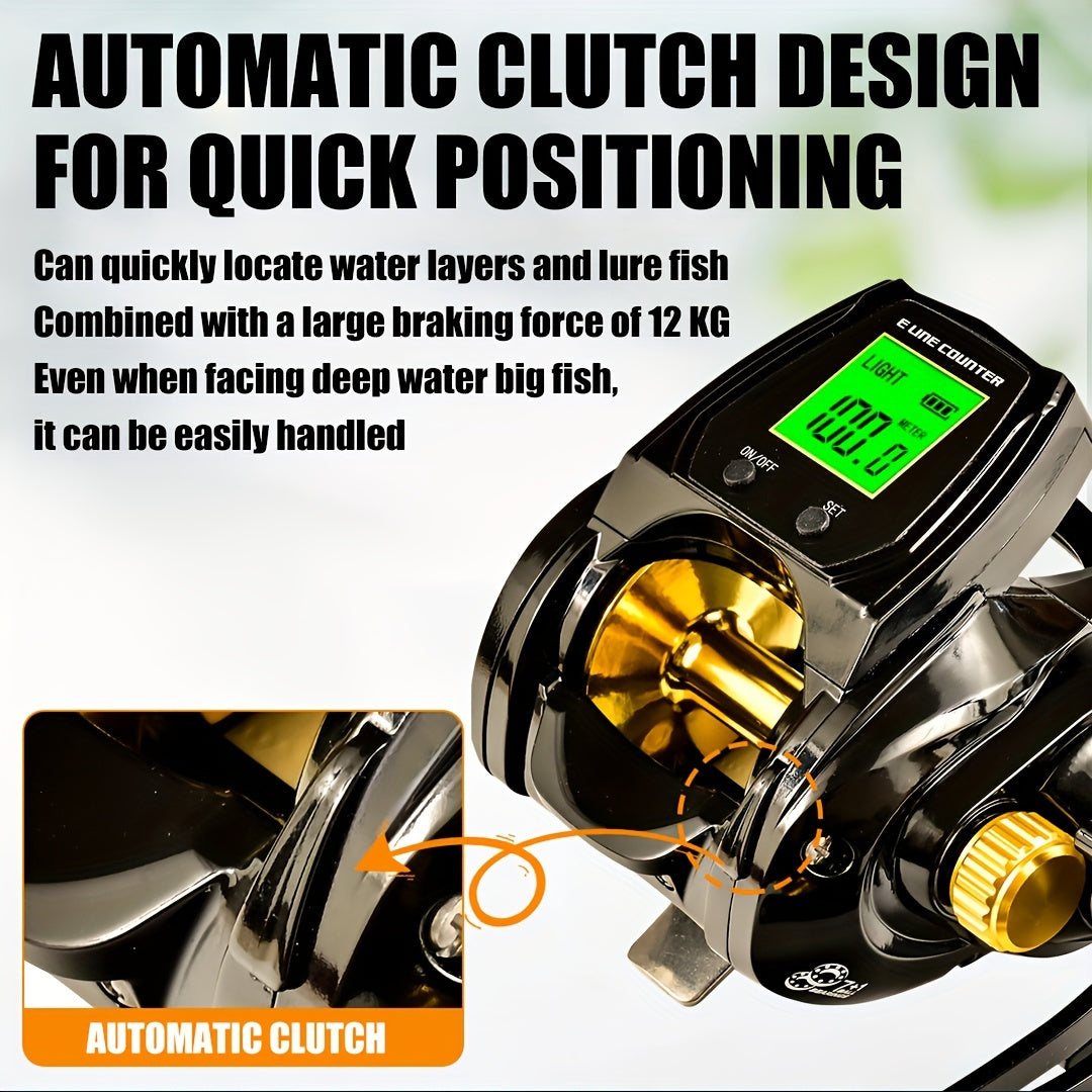 1pc 6.3:1 Gear Ratio Electronic Fishing Reel, Large Screen Counting Baitcasting Reel, Digital Display Fishing Reel With 26.46LB Brake Force, Fishing Tackle For Saltwater WardBoyzPROShop
