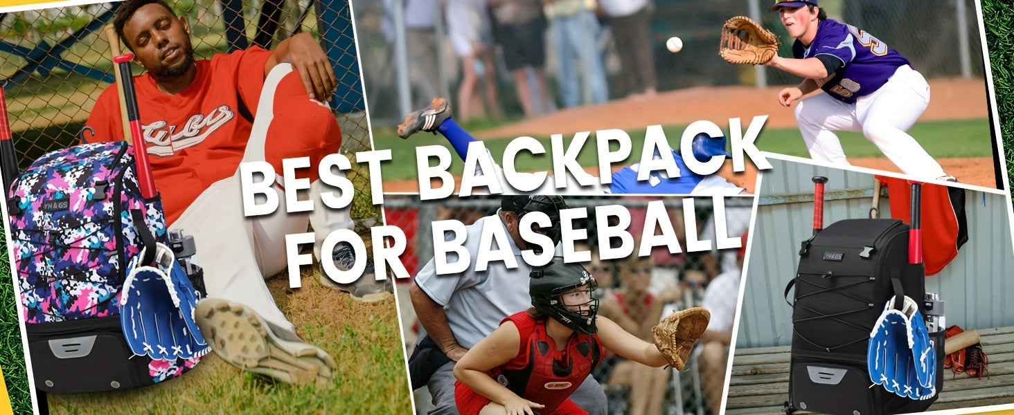 Large Capacity Baseball Backpack Softball Bag, External Helmet Holder And Fence Hook Baseball Backpack, With Shoes Compartment, - Holds Bats, Helmets, Gloves, Hats, Clothes, And Shoes For Baseball And Softball Players WardBoyzPROShop